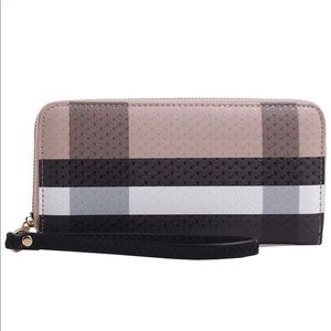 Black Strap Plaid Wristlet Wallet